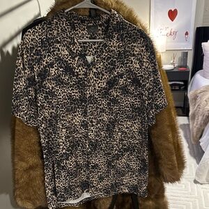 Ksubi Black and Tan Animal Print Top